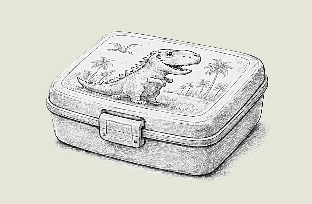 Matboks med dinosaurmotiv