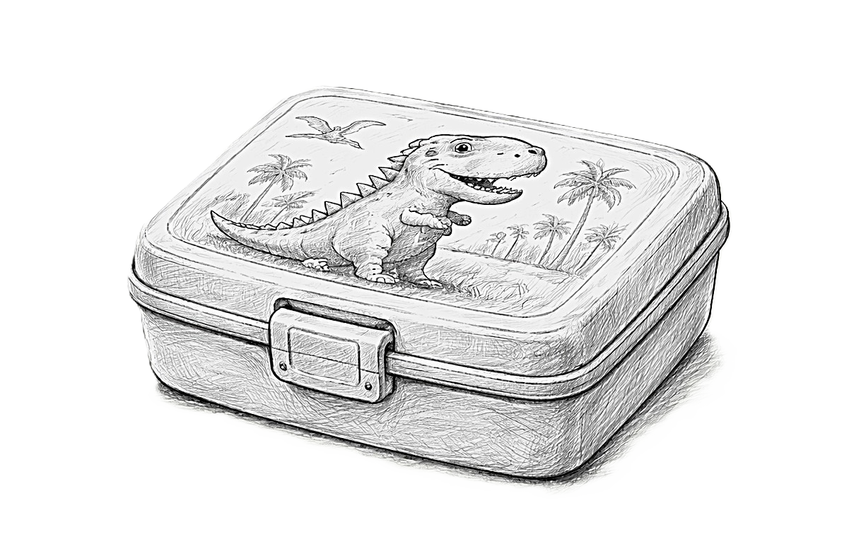 Matboks med dinosaurmotiv